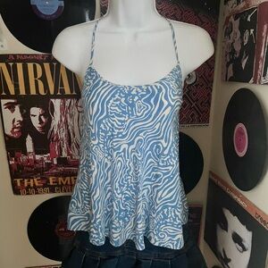 Lilly Pulitzer xxs halter neck blue and white swirl pattern top